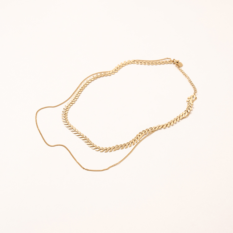 miramira純映｜雙鍊線條項鍊B1815-金40908