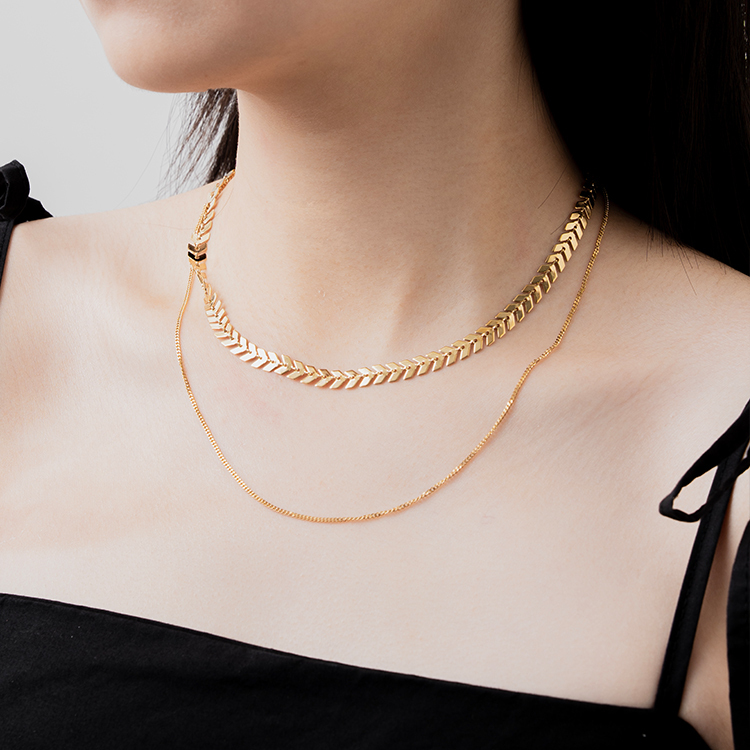 miramira純映｜雙鍊線條項鍊B1815-金40908