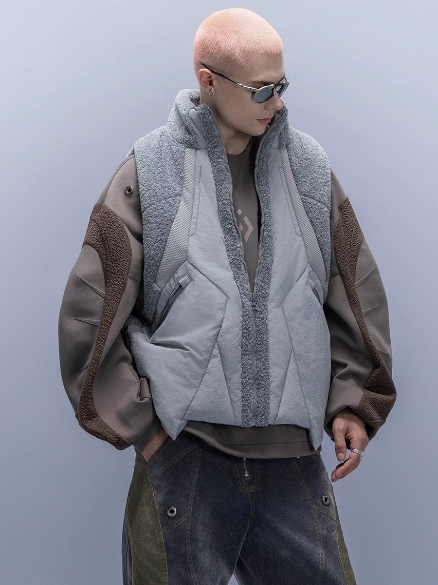 XIPHEVIL「機械式手羽絨馬甲」高領加絨防風百搭輕保暖背心賽博龐克