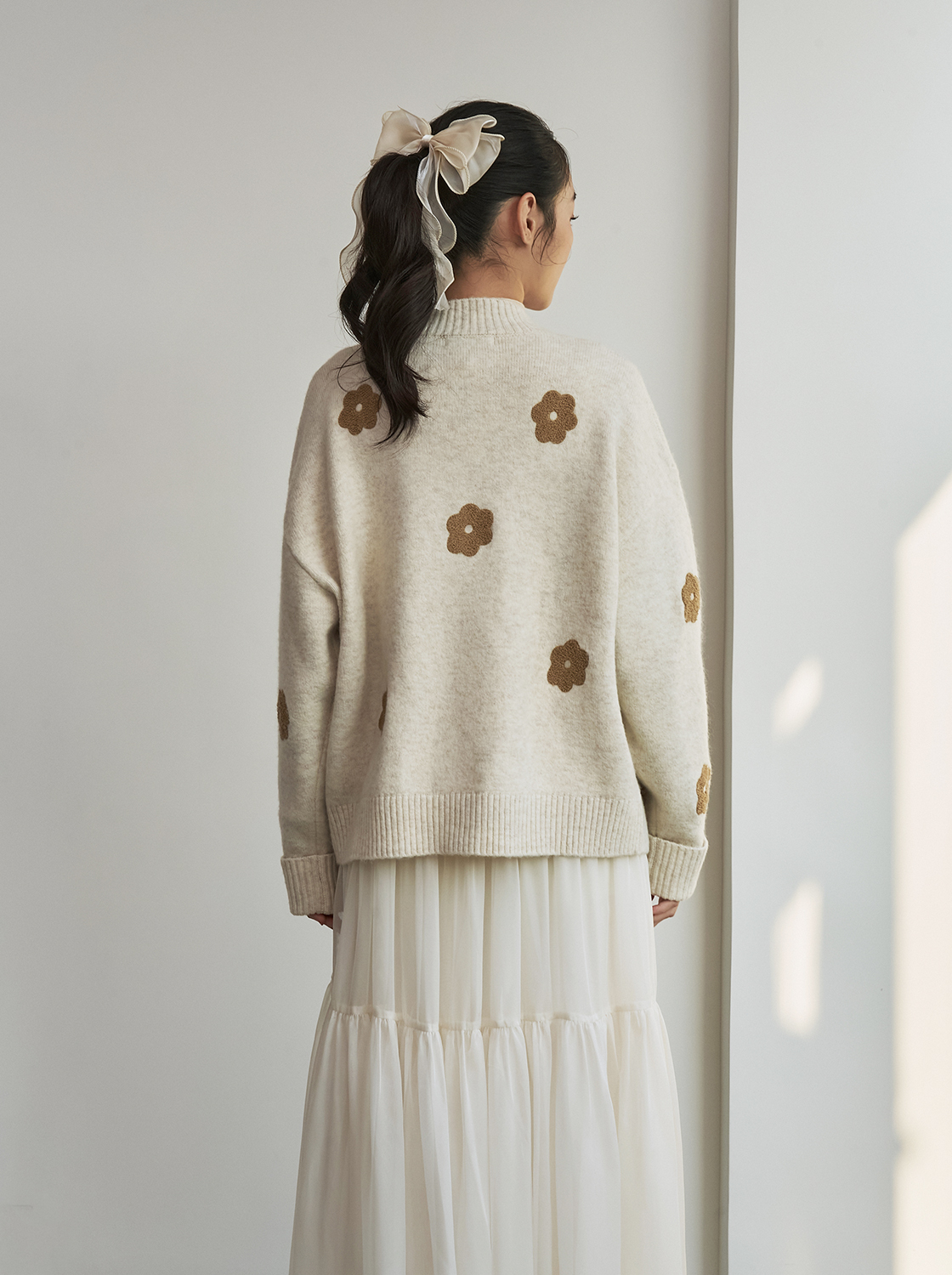 軟軟兔花花毛織外套