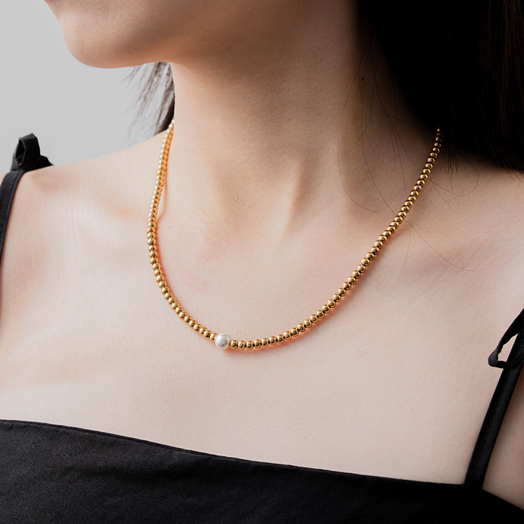 miramira珠光｜鍊結金圓珠項鍊B5878-金59504