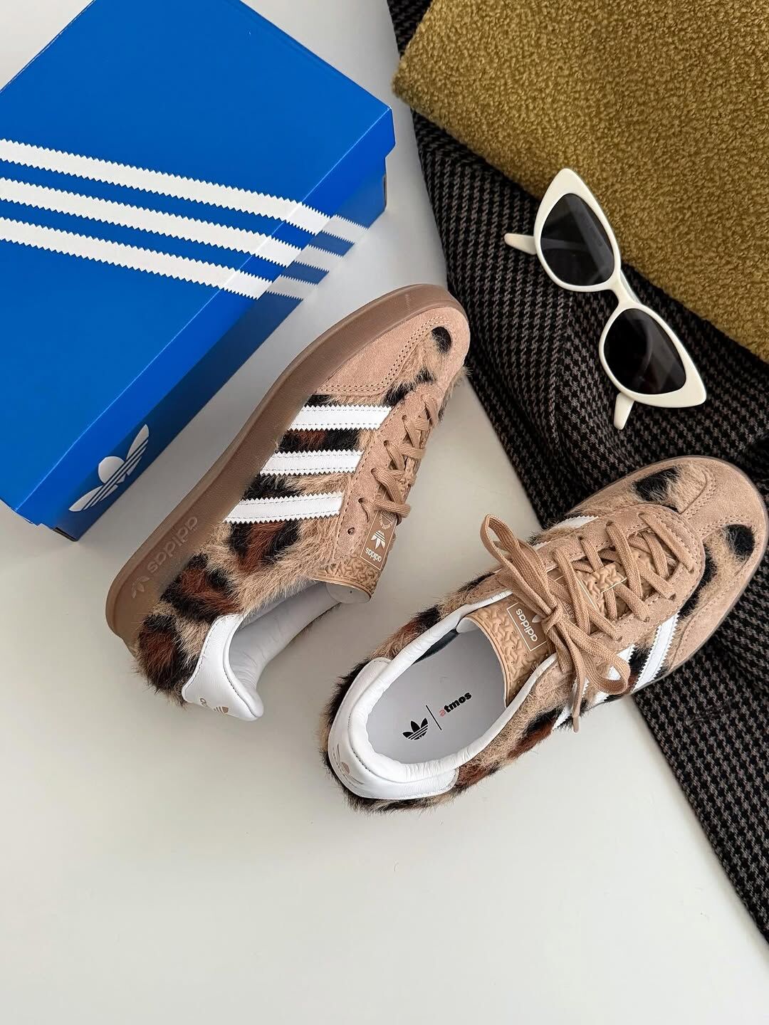 atmos Pink X ADIDAS GAZELLE INDOOR 絨毛豹紋 奶茶色 大地色 焦糖底 男女鞋 JS4599 / 預購