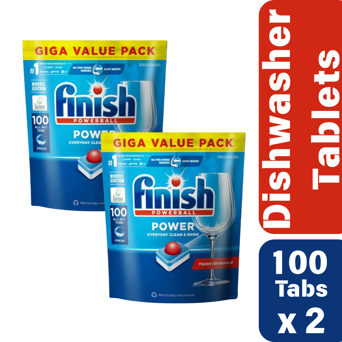 亮碟 - Finish 亮碟洗碗機專用洗碗凝珠, 100粒