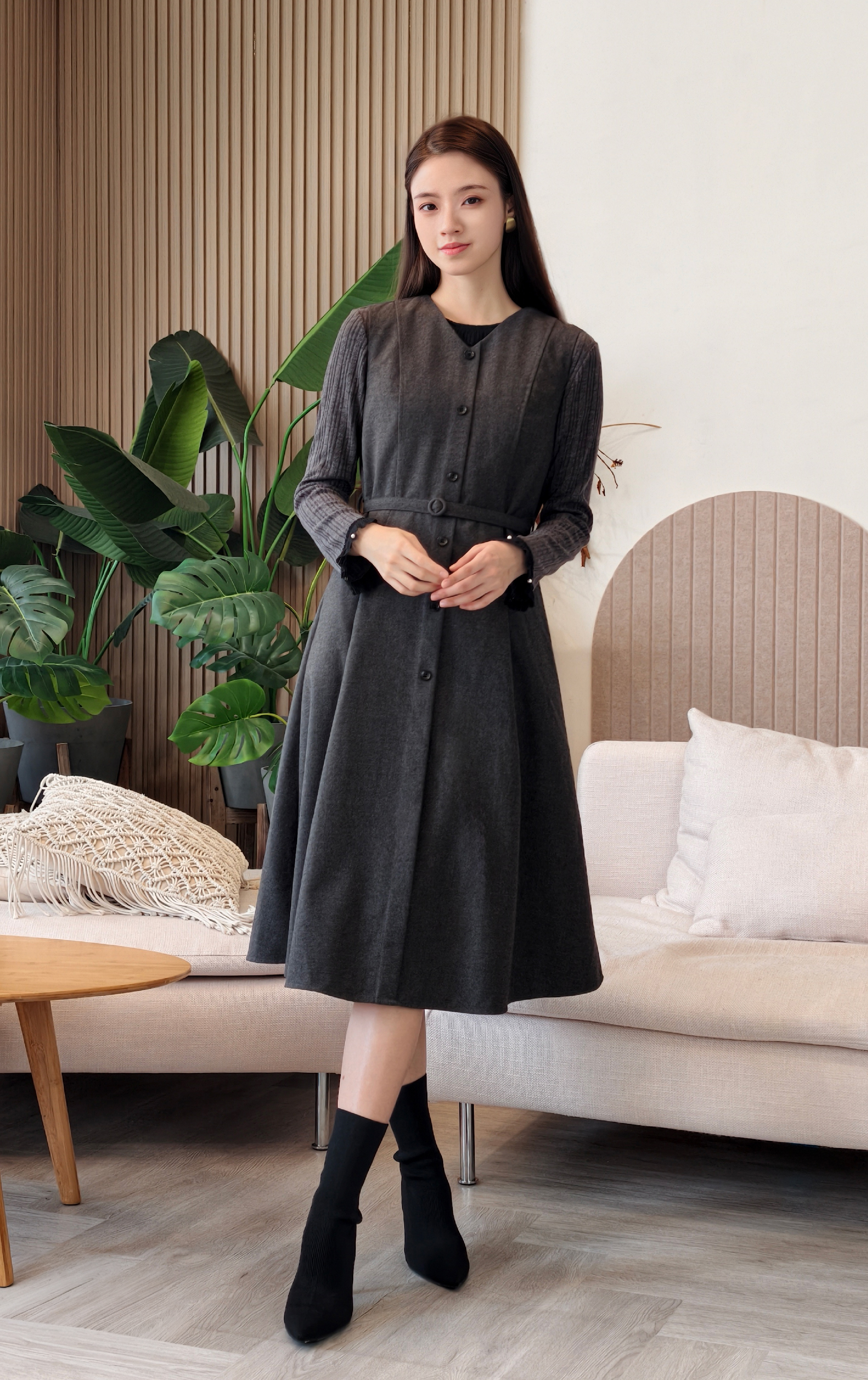 排鈕背心長裙 OP0577