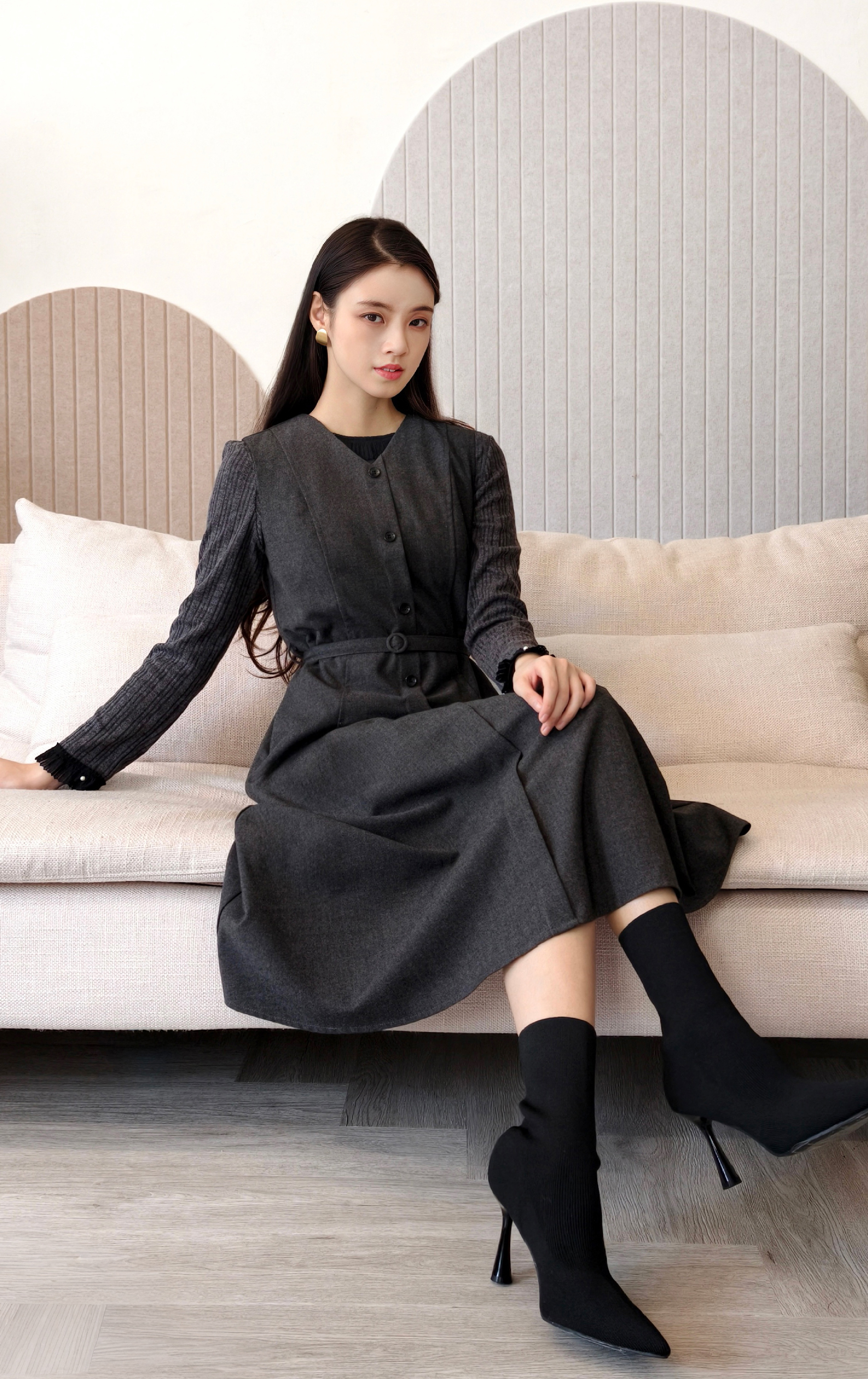 排鈕背心長裙 OP0577