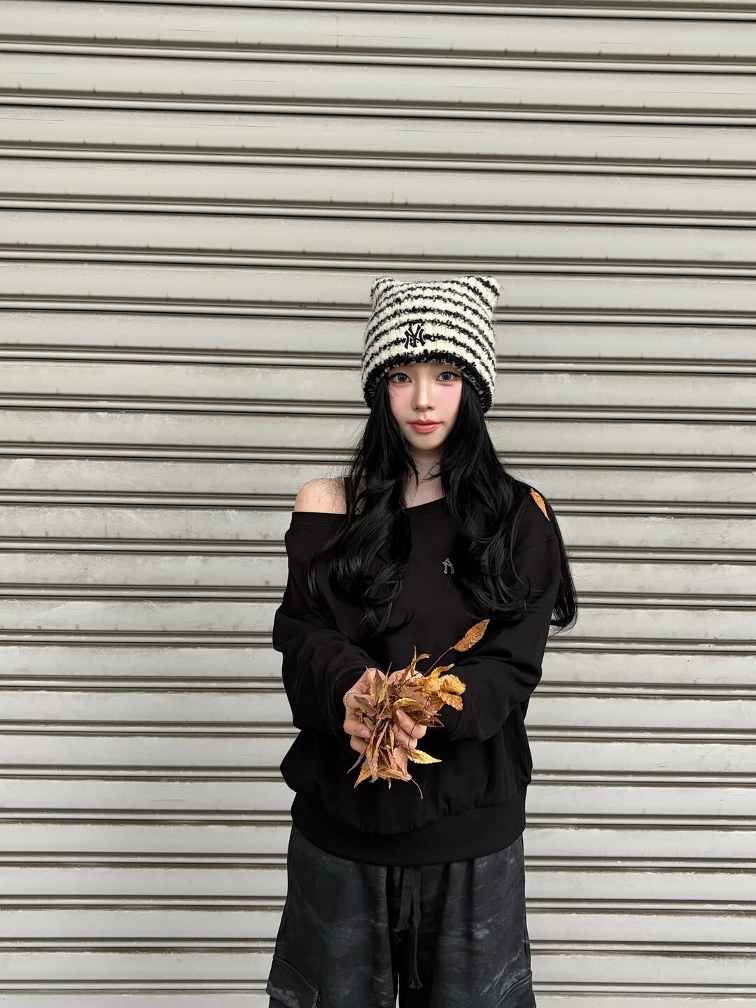 <🇰🇷小連線> Karina同款 MLB 條紋貓耳帽 兩色