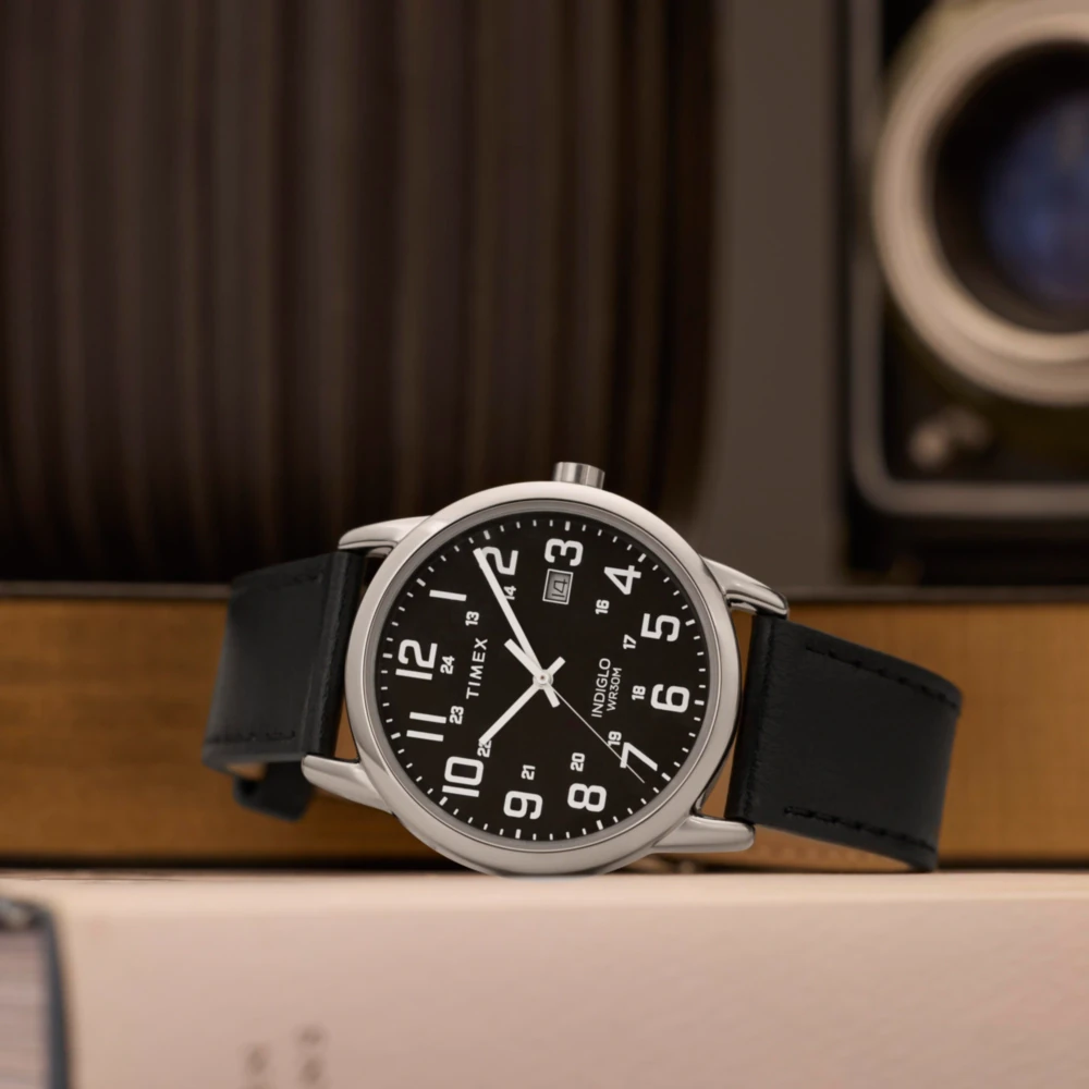 萬年鐘錶 - TIMEX 天美時  紳士冷光皮革男錶 TW2Y12800 錶徑38MM