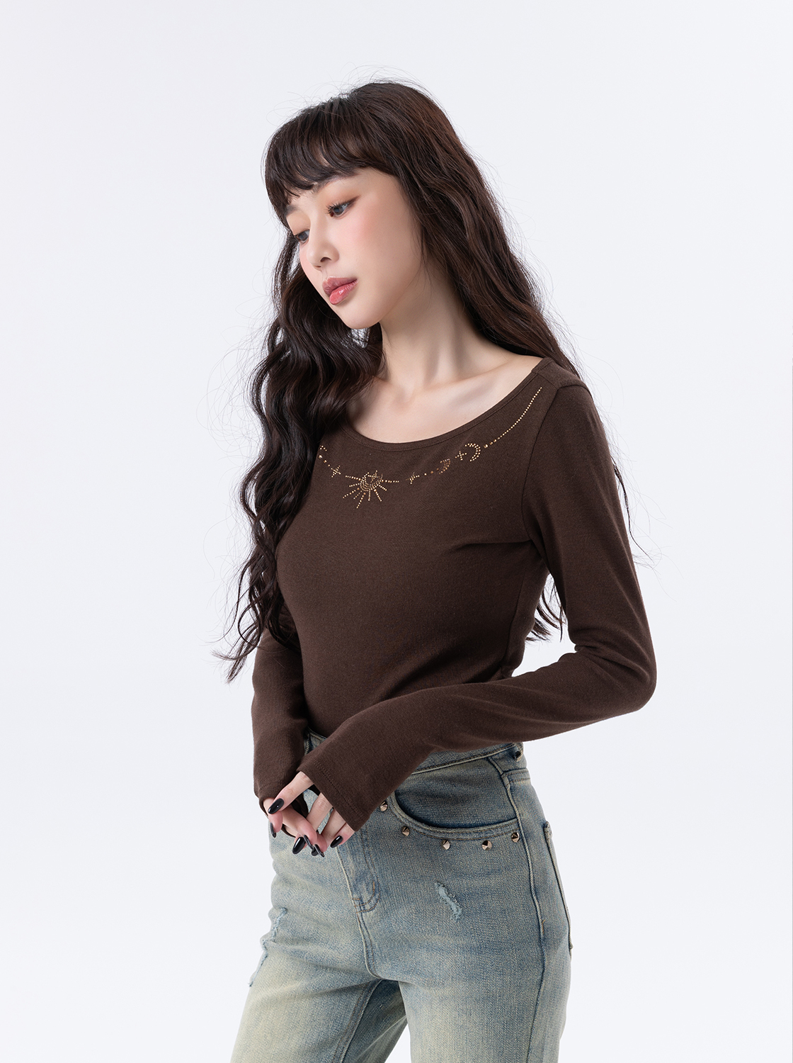 【第二件5折】圖騰一字領上衣