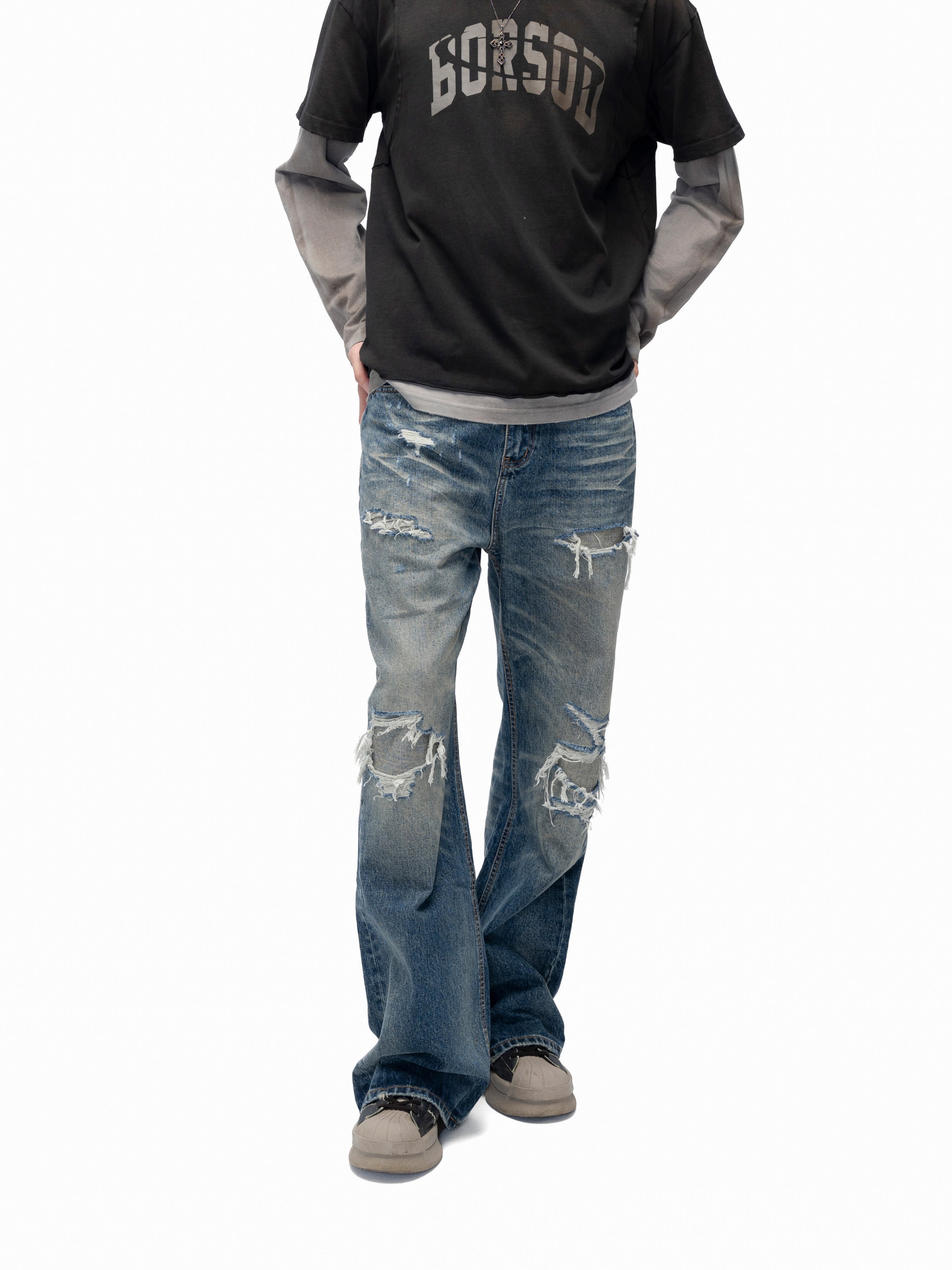 ACR 磨痕 舊色 光影 牛仔褲