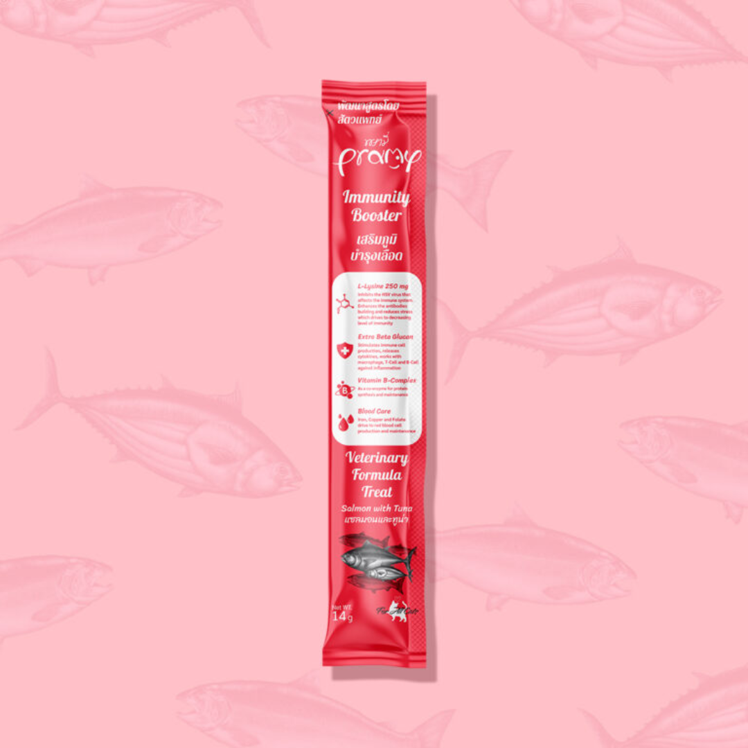 Pramy 營養肉泥唧唧醬 三文魚吞拿魚 增強免疫力(離胺酸250mg) 14g