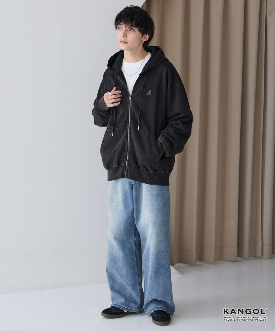 #預購 日本限定 KANGOL 刺繡復古做舊 抓絨 拉鍊連帽外套 五色