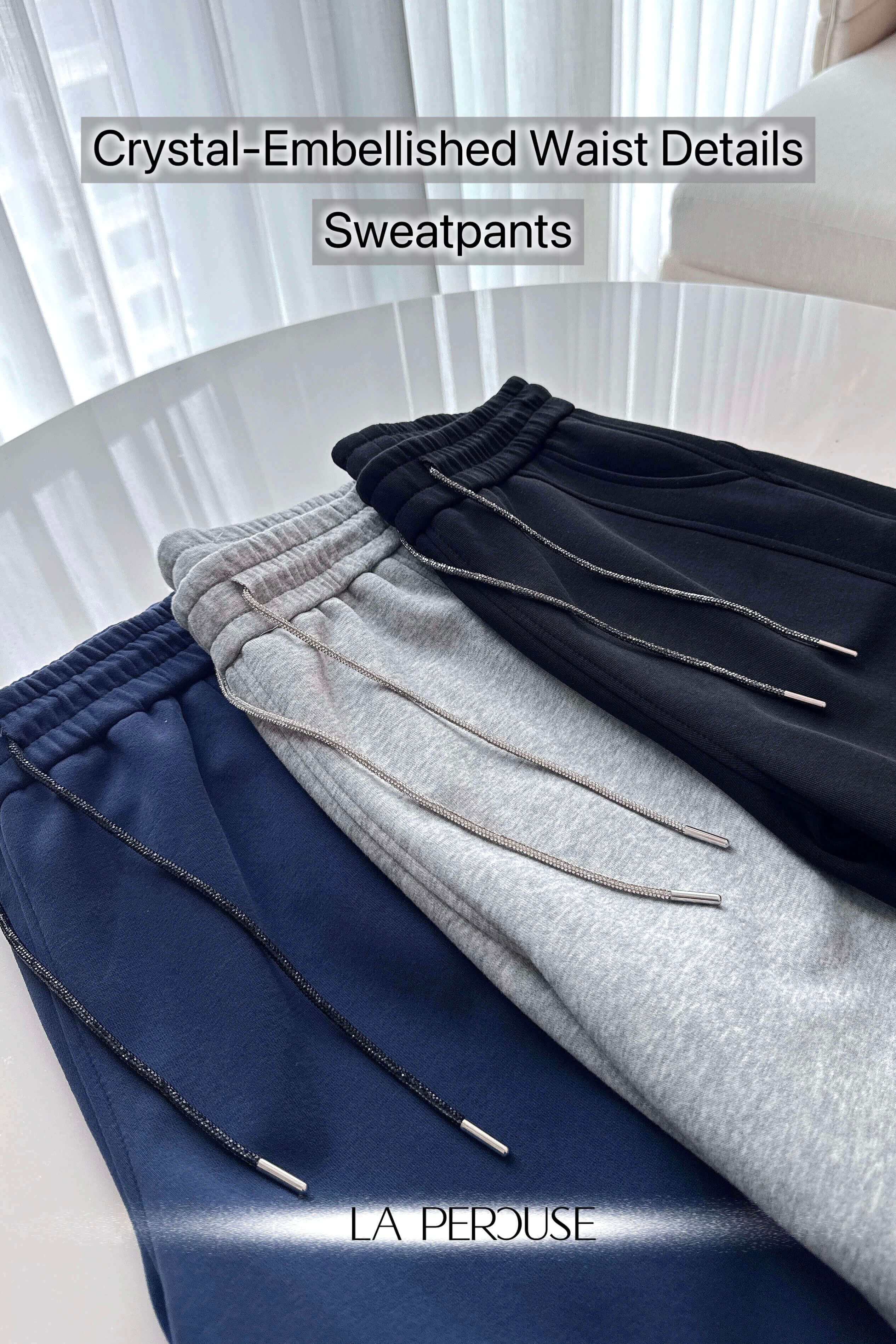 Crystal-Embellished Waist Details Sweatpants_PT2511L39