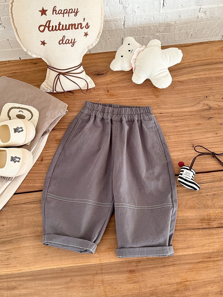 口袋狗狗灰色長褲