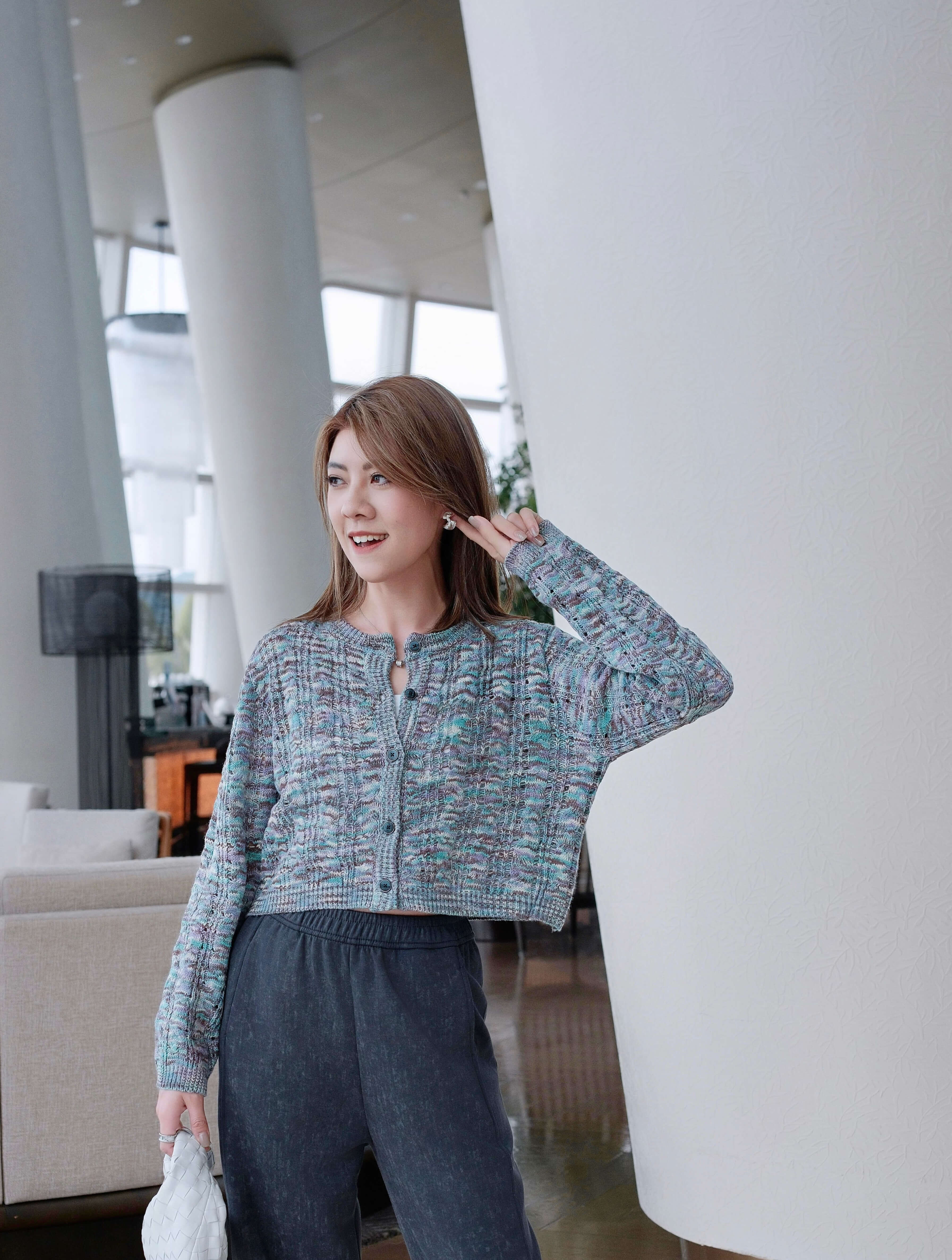 Crochet Knit Cropped Cardigan_KN252L23