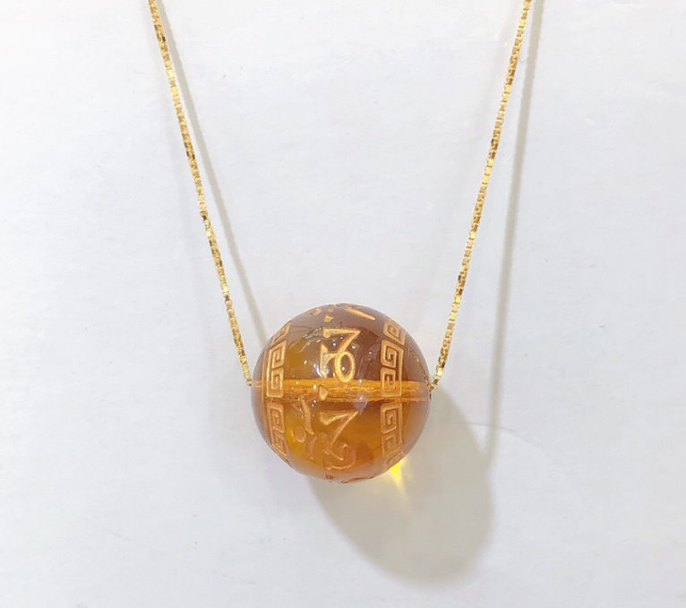 C2 MS15M31D 墨西哥藍珀S925銀吊墜-鎏金心經15mm $498