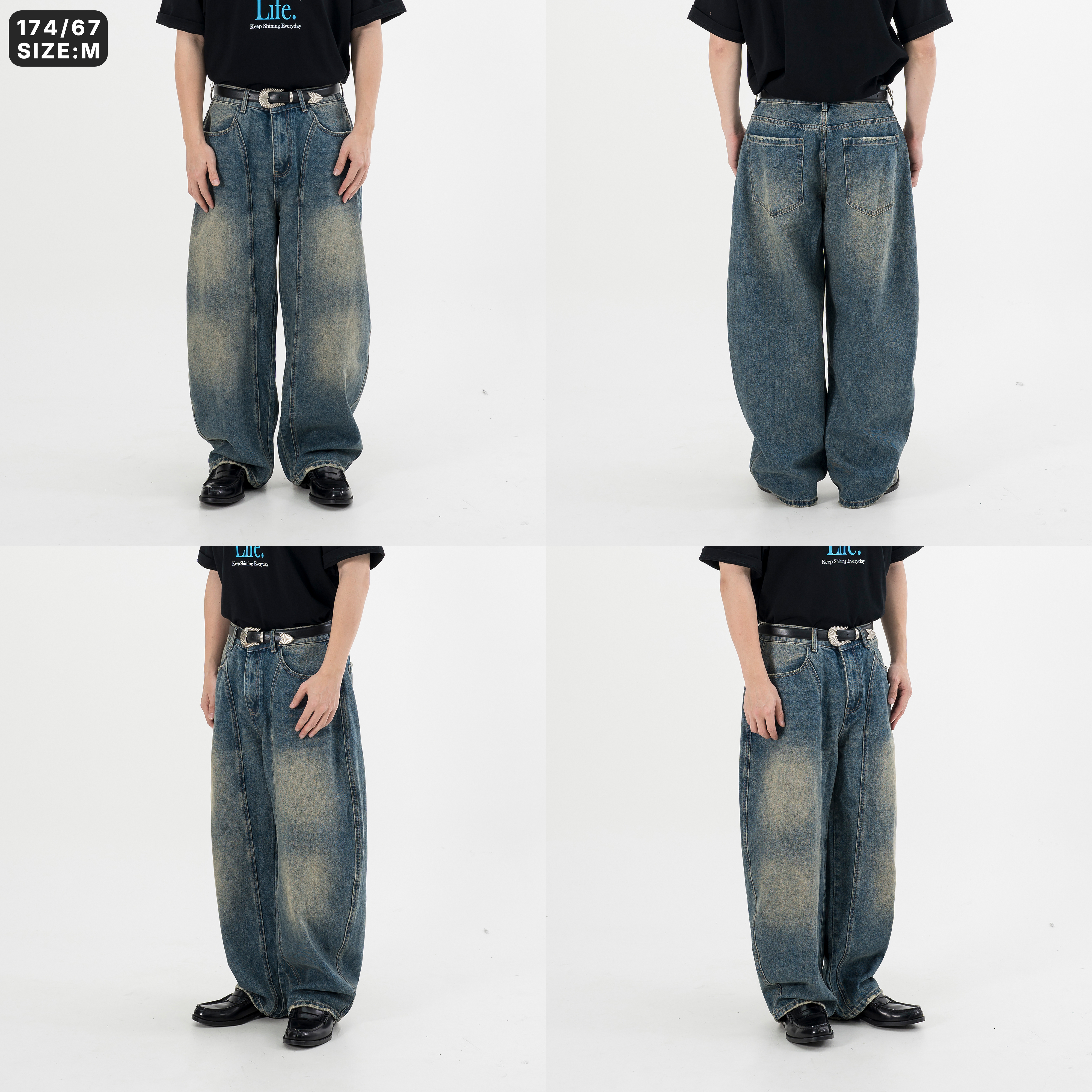 Tailored Wide Baggy Jeans 剪裁 寬版 牛仔褲 [B-2481]