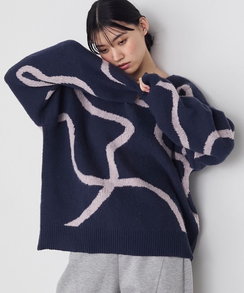 日本🇯🇵連線 Forksy 飄逸線條V領針織大毛衣 寬鬆 針織 針織衫 V領 長袖 毛衣 蓬鬆 5色(任買兩件711免運)/預購