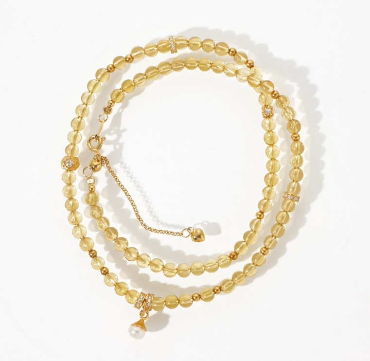 C19 DIY04M09X-SJ "墨西哥藍珀項鍊-小米珠鏈珍珠提溜 41cm"  4mm $298