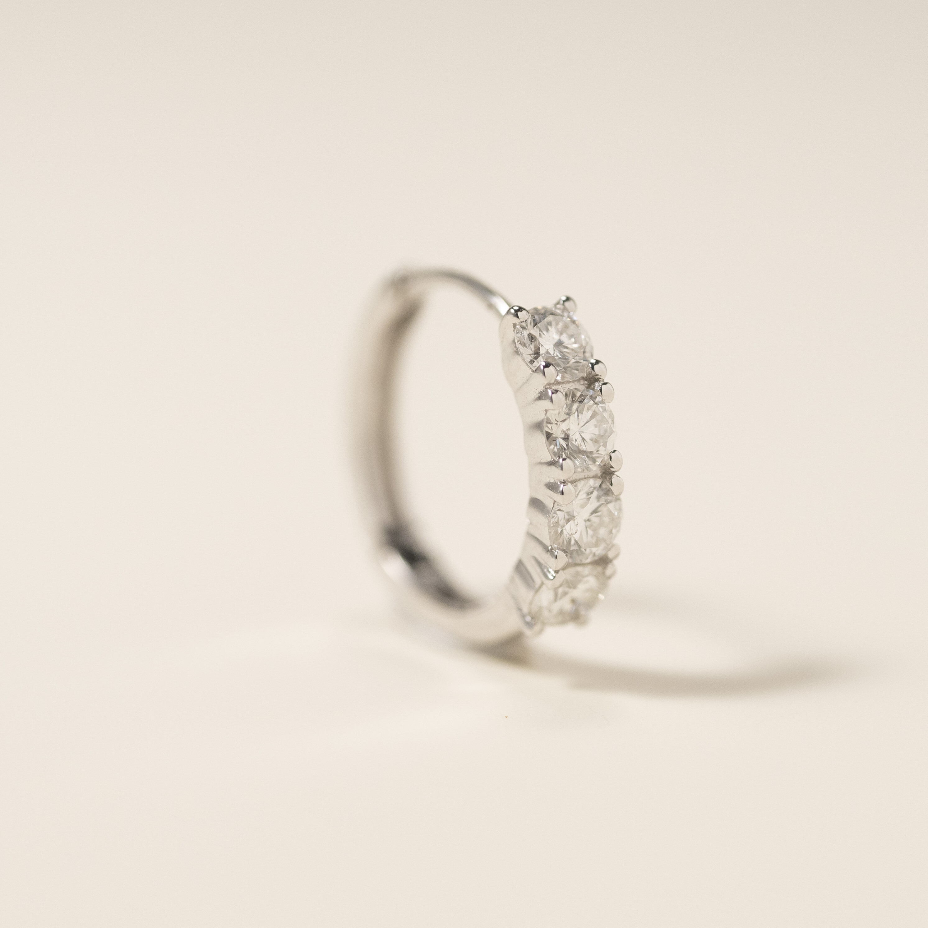 18K 9mm Single pc Diamond Hoop Earring