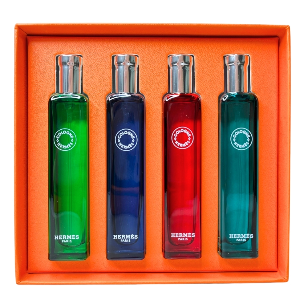 HERMES愛馬仕 古龍香水(紫羅勒/黑檸檬/緋紅火參/橘綠之泉-15ml*4)禮盒四件組