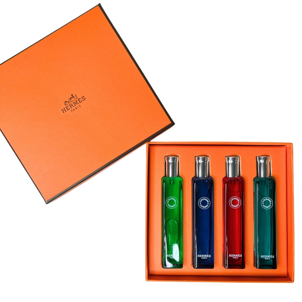 HERMES愛馬仕 古龍香水(紫羅勒/黑檸檬/緋紅火參/橘綠之泉-15ml*4)禮盒四件組