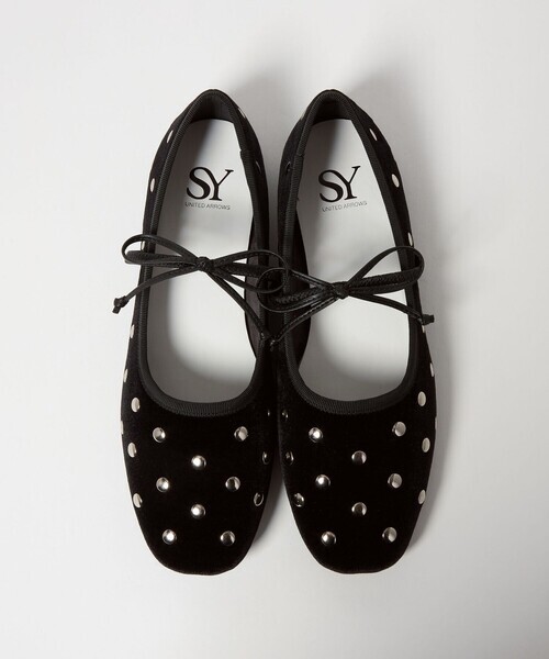 [預購] ODETTE E ODILE「SY」鉚釘絨布芭蕾平底鞋