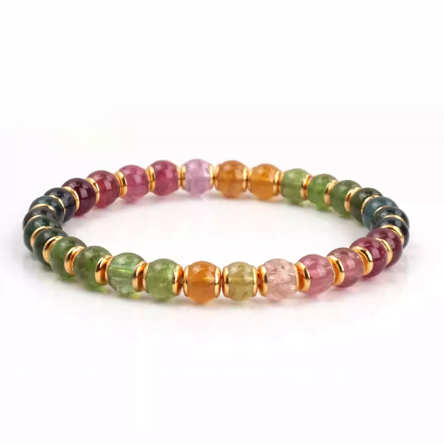 【寶石直切】碧璽貼金直切寶石等級水晶手鍊