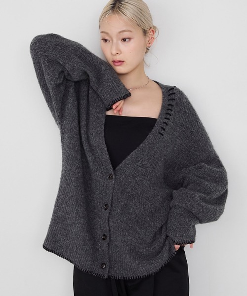 日本🇯🇵連線 Forksy 毛線外縫設計V領開襟衫 針織衫 開襟衫 外套 外搭 長袖 毛衣 V領 oversized 5色(任買兩件711免運)/預購