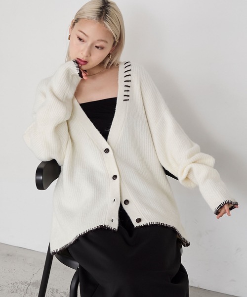 日本🇯🇵連線 Forksy 毛線外縫設計V領開襟衫 針織衫 開襟衫 外套 外搭 長袖 毛衣 V領 oversized 5色(任買兩件711免運)/預購