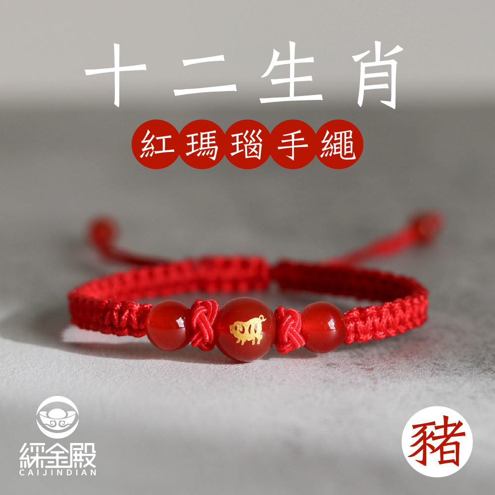 生肖豬-十二生肖紅瑪瑙手繩｜避邪｜強化活力｜增強自信｜守護平安【綵金殿】