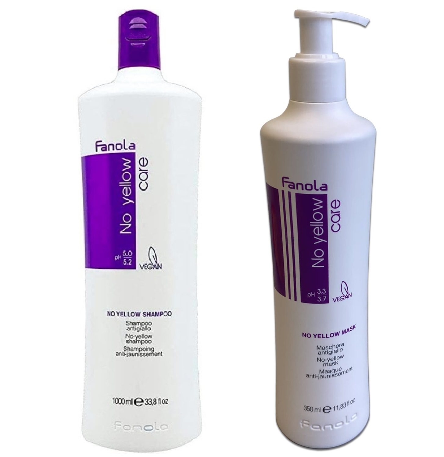 套裝-Fanola No Yellow Shampoo+Mask 1000ml+350ml 去黃洗髮水+去黃焗油