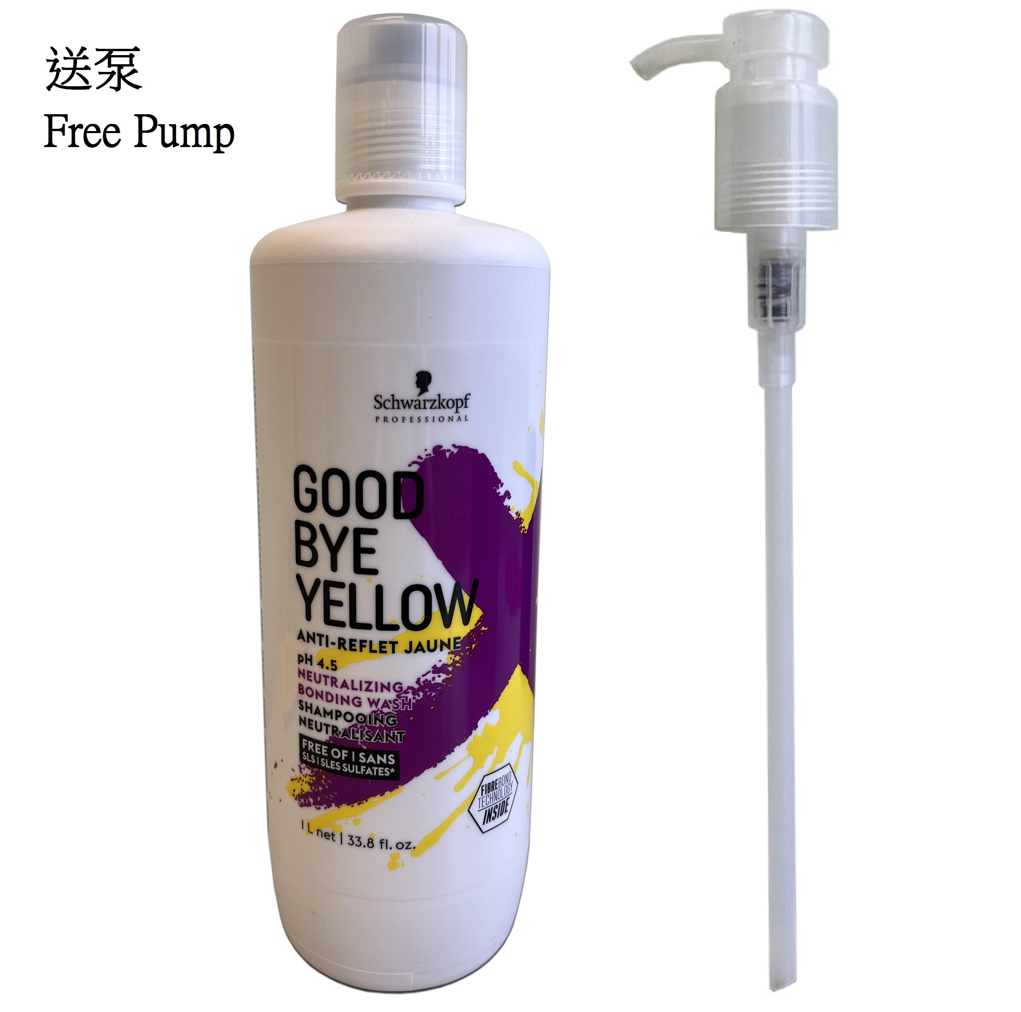Schwarzkopf Color Wash Goodbye Yellow 1L(Free Pump) 去黃洗髮水