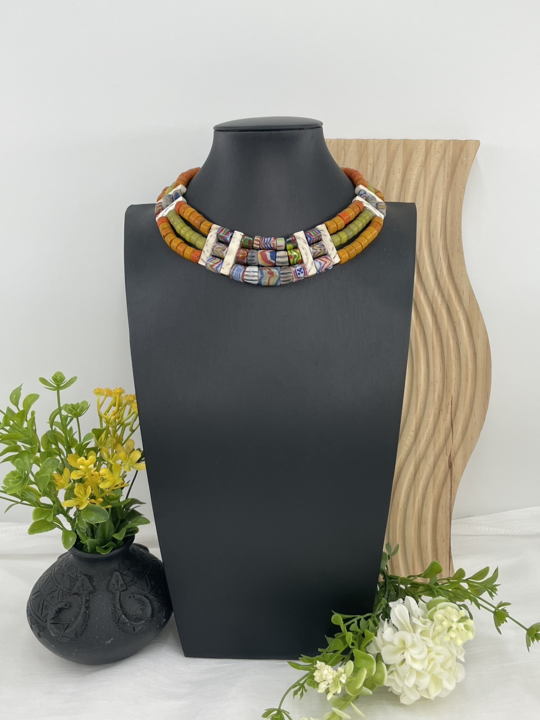 W-No.72傳統花珠三排頸鍊35cm