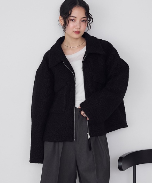 日本🇯🇵連線 Forksy 粗粒毛呢大口袋拉鍊外套 夾克 外套 大口袋 長袖 拉鍊外套 3色(任買兩件711免運)/預購