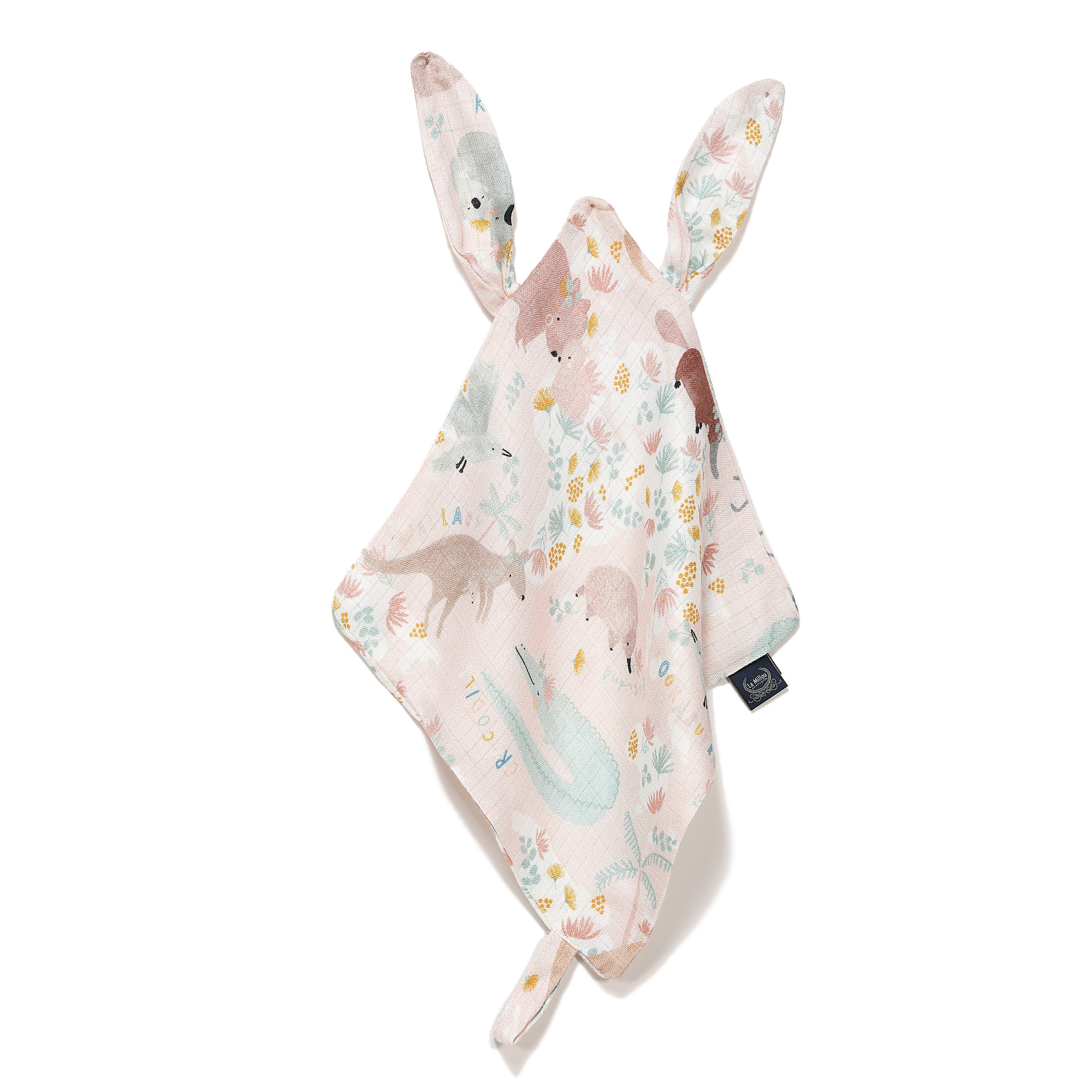 【原售價$799】La Millou波蘭 100%竹纖銀離子紗布巾玩偶奶嘴帶｜澳洲森友會(粉底)