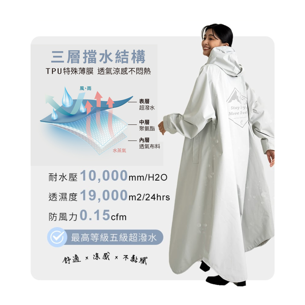 大振豐洋傘|CORVIX 雨滴之森3in1完美不滲漏高機能輕量雨衣(側背包收納)