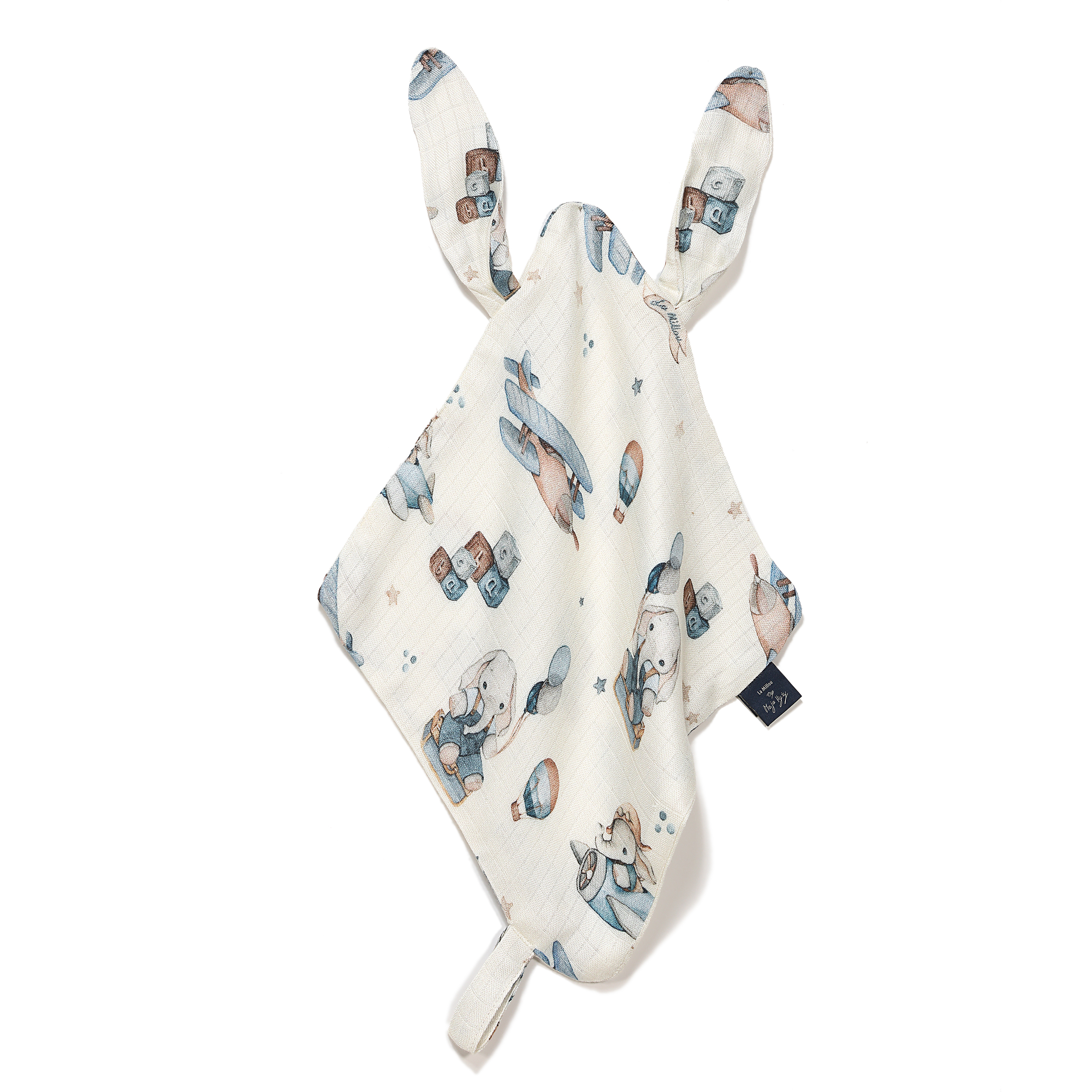 【原售價$799】La Millou波蘭 100%竹纖銀離子紗布巾玩偶奶嘴帶｜MAJA聯名款_小象飛行員