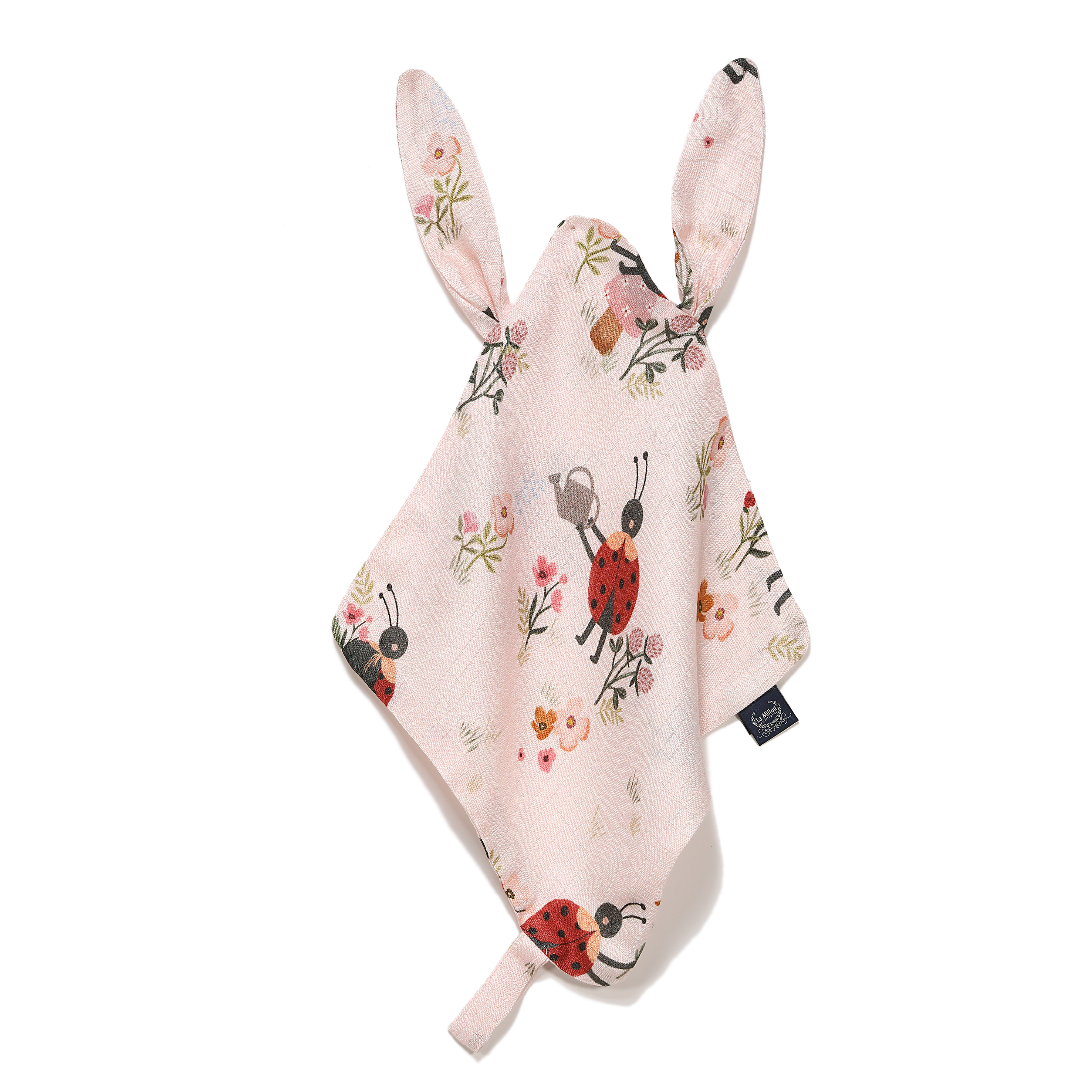 【原售價$799】La Millou波蘭 100%竹纖銀離子紗布巾玩偶奶嘴帶｜花蜜小瓢蟲