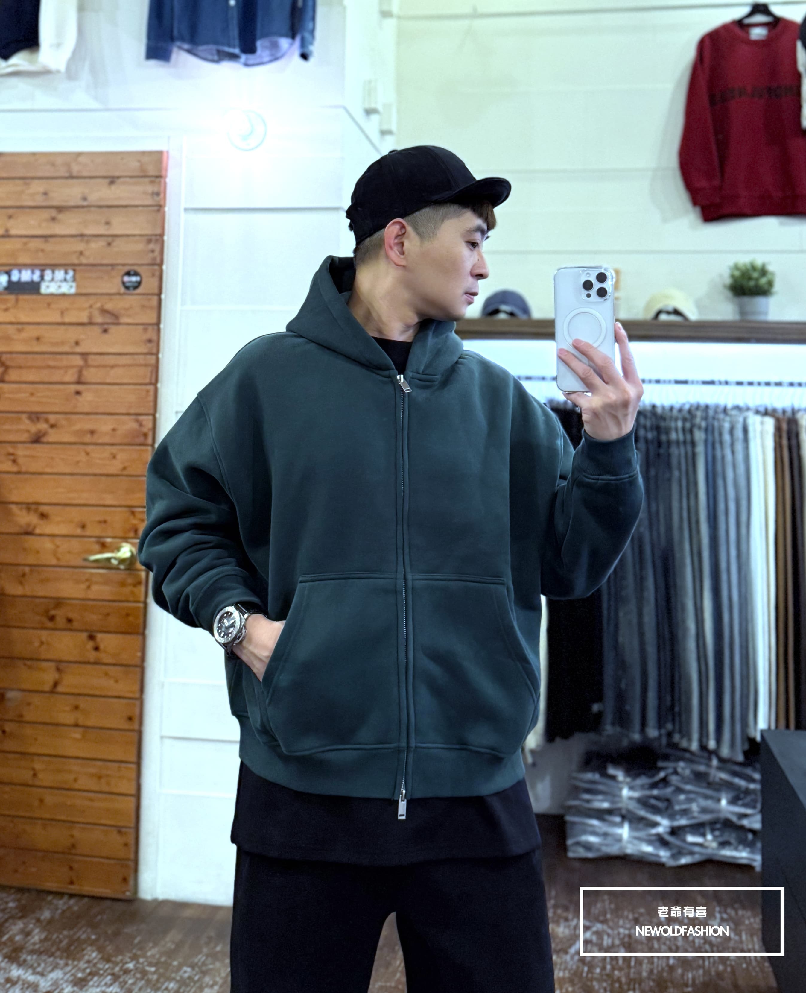 『新品上市』重磅經典全素連帽刷毛棉外套(NOF2510W25809)-綠