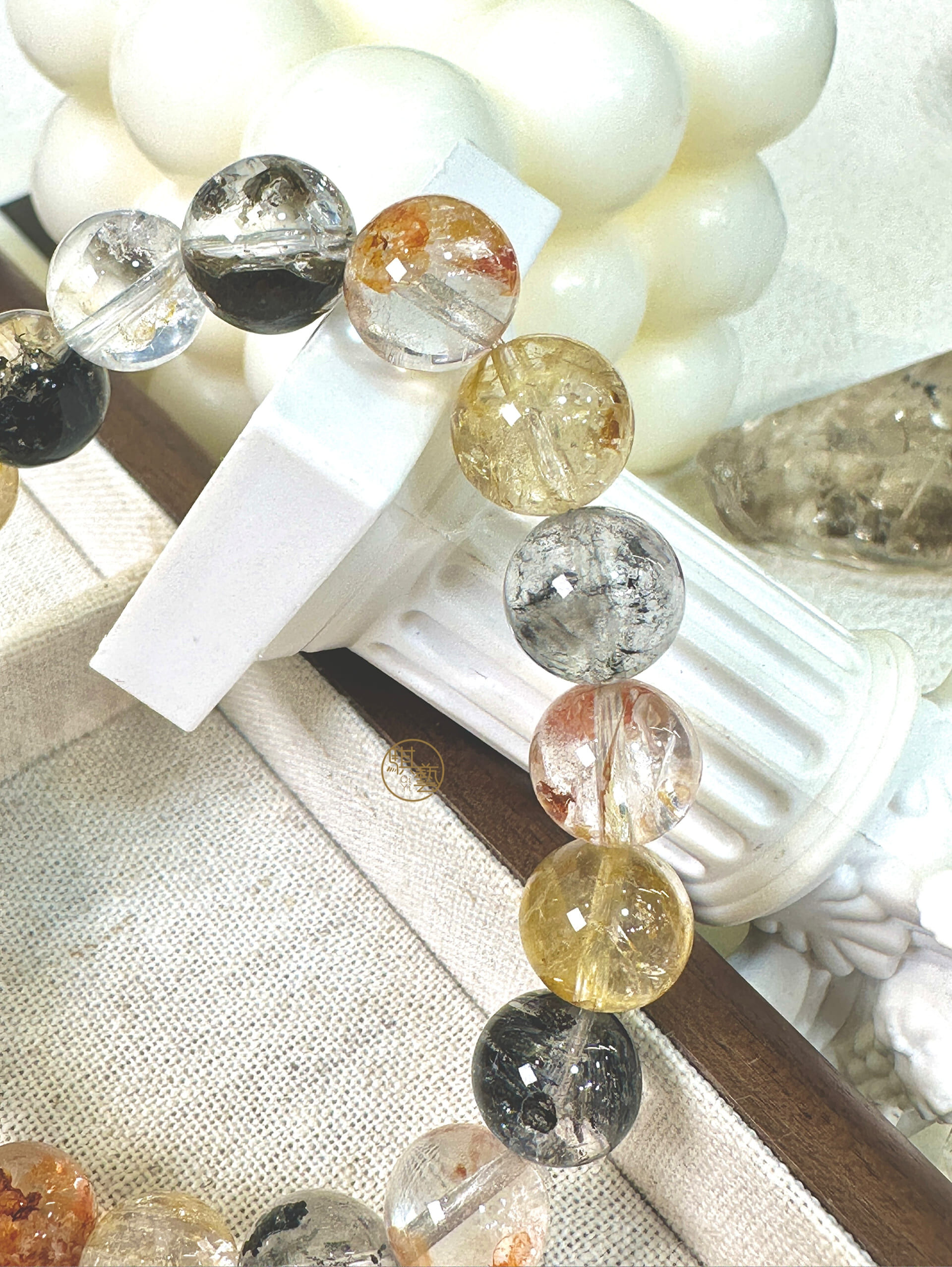 晶中晶彩閃靈手串10-15mm｜多層共振・轉運覺醒之石晶中晶彩閃靈10-15mm