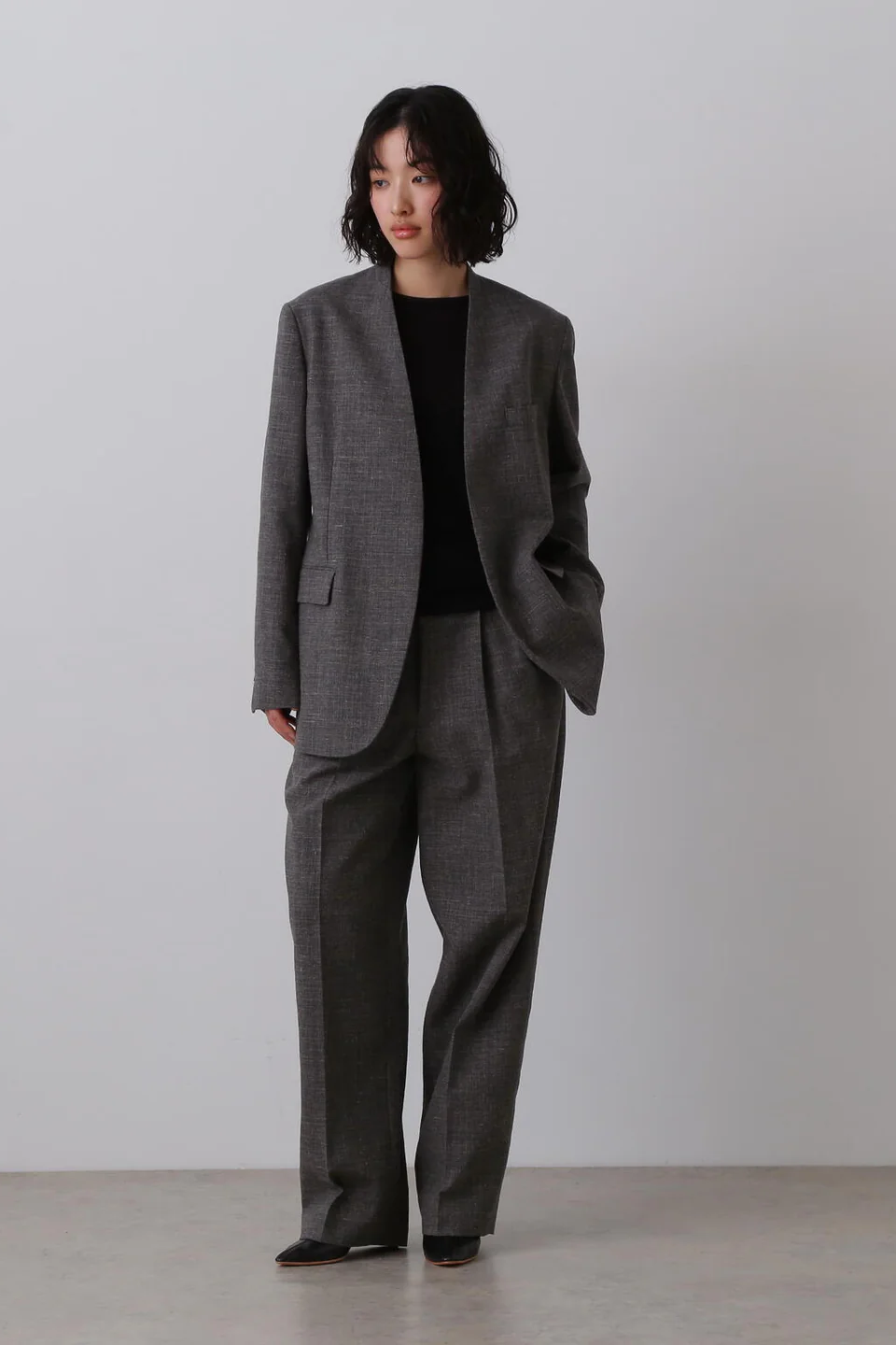 YLÈVE WOOL LINEN COLLARLESS JK