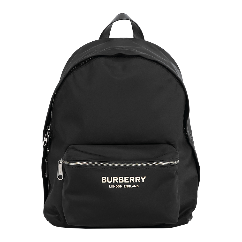 【Burberry】徽標Logo 尼龍口袋後背包(黑色)