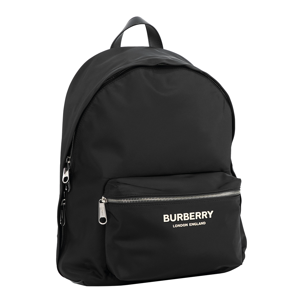 【Burberry】徽標Logo 尼龍口袋後背包(黑色)