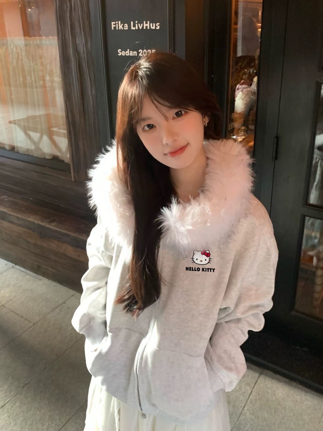 SANRIO 三麗鷗 X HELLO KITTY 貓耳 毛絨 連帽外套 可拆卸 毛領