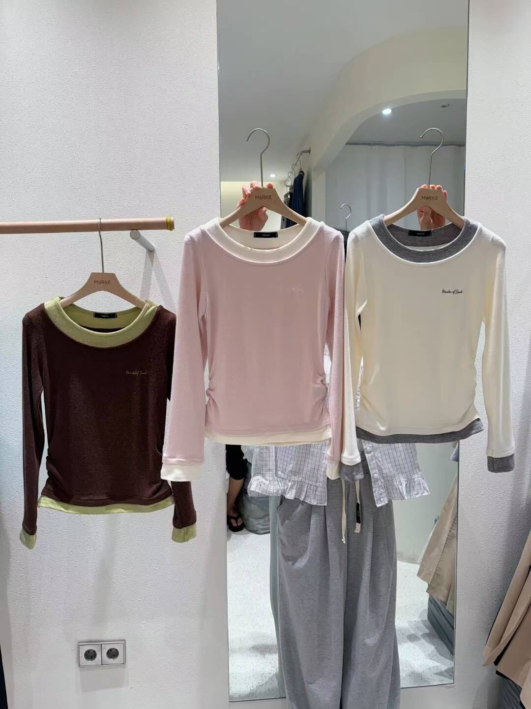 ME5224 疊穿假兩件長袖上衣