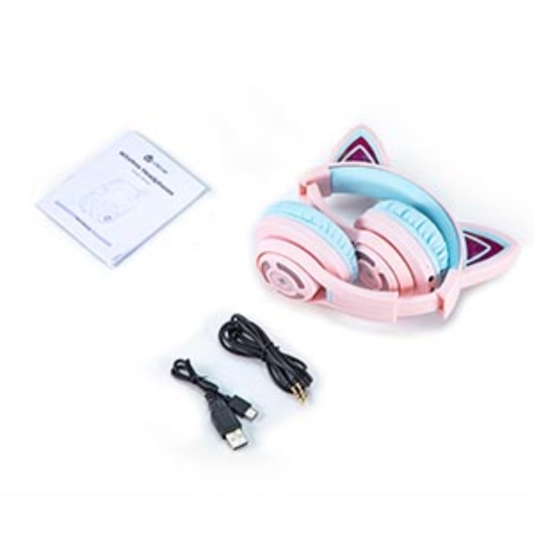 iClever BTH13 RGB 貓耳無線藍牙兒童耳機 粉紅色