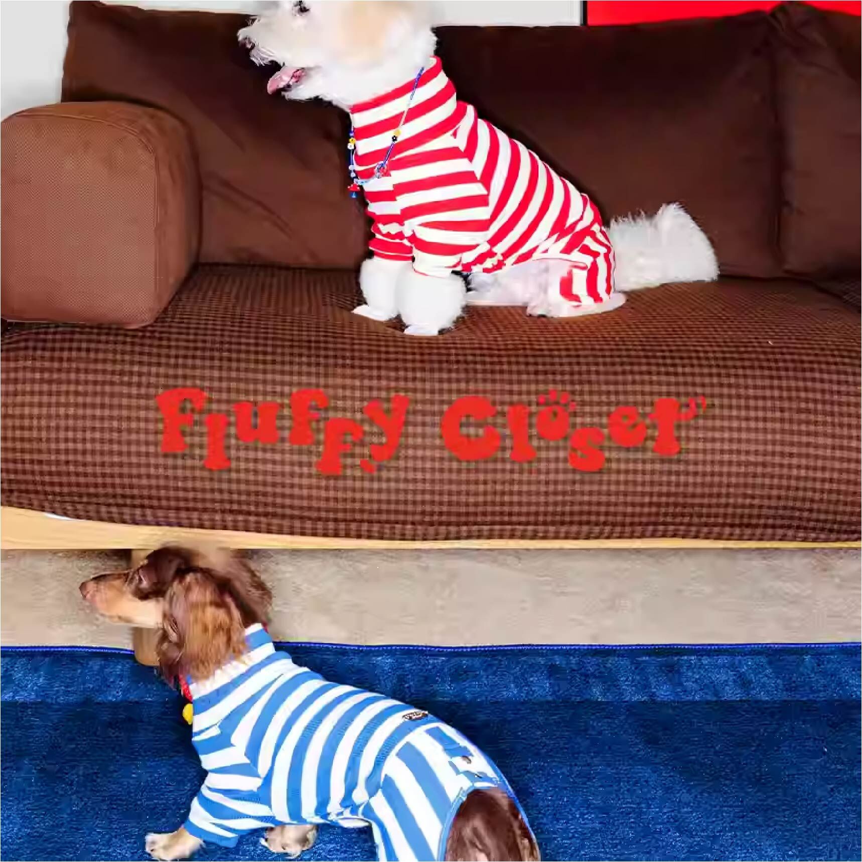 Fluffy Closet - 寵物四腳衣 -（紅條紋、藍條紋）