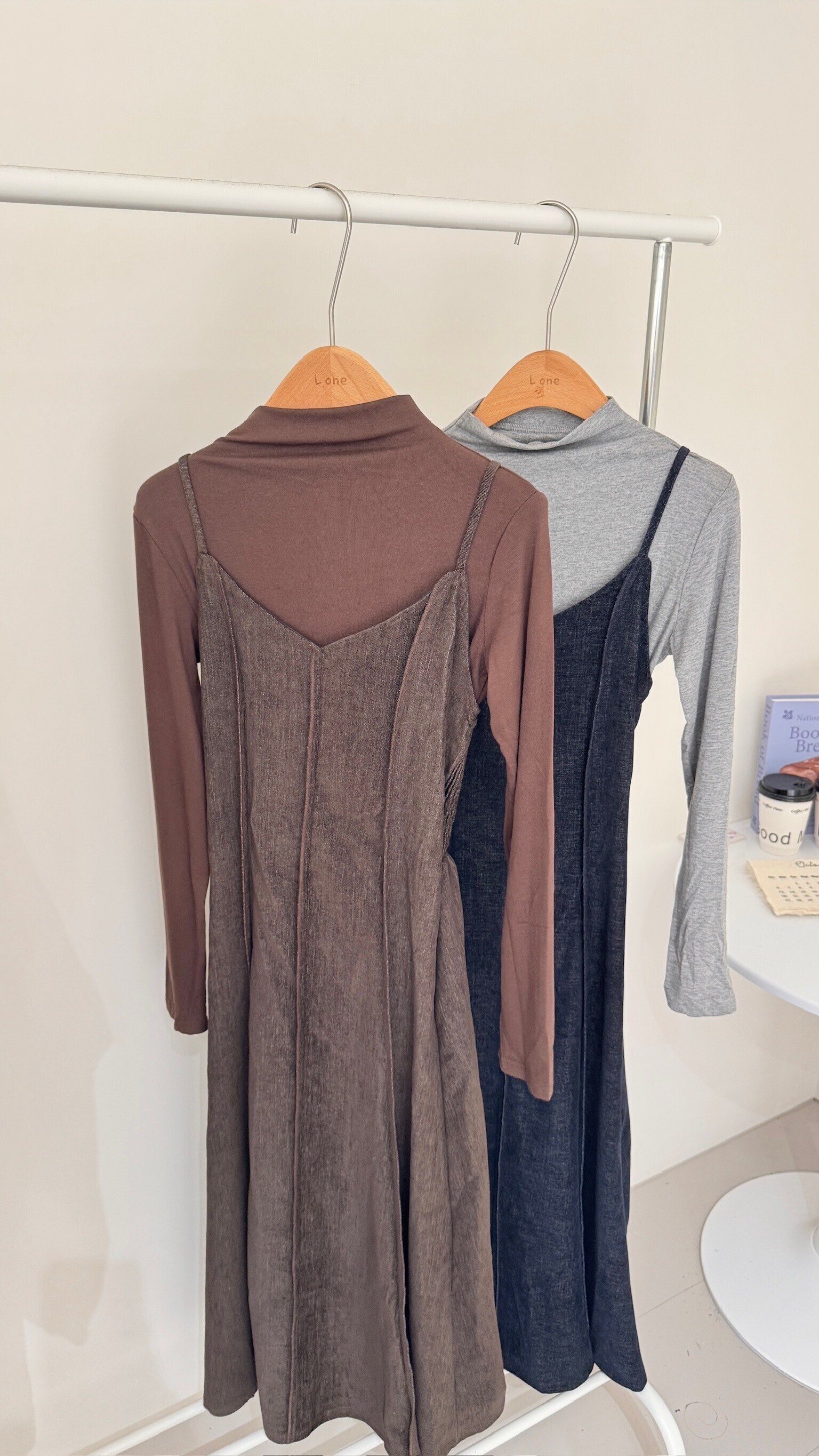 車線毛呢洋裝兩件套