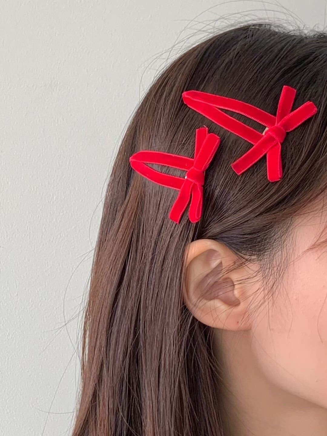 聖誕氣息霧面蝴蝶結造型瀏海夾髮夾SET / 2色