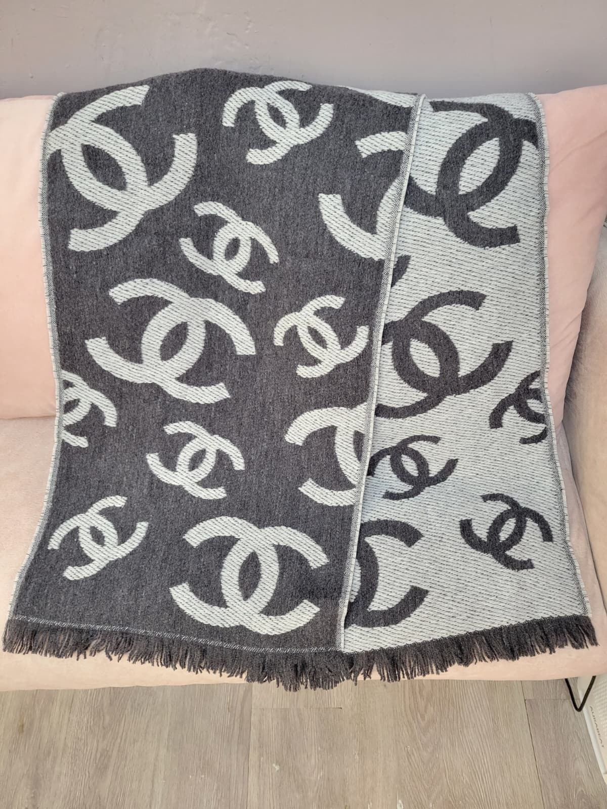 CHANEL AAB641 SCARF GREY 36X180CM 頸巾